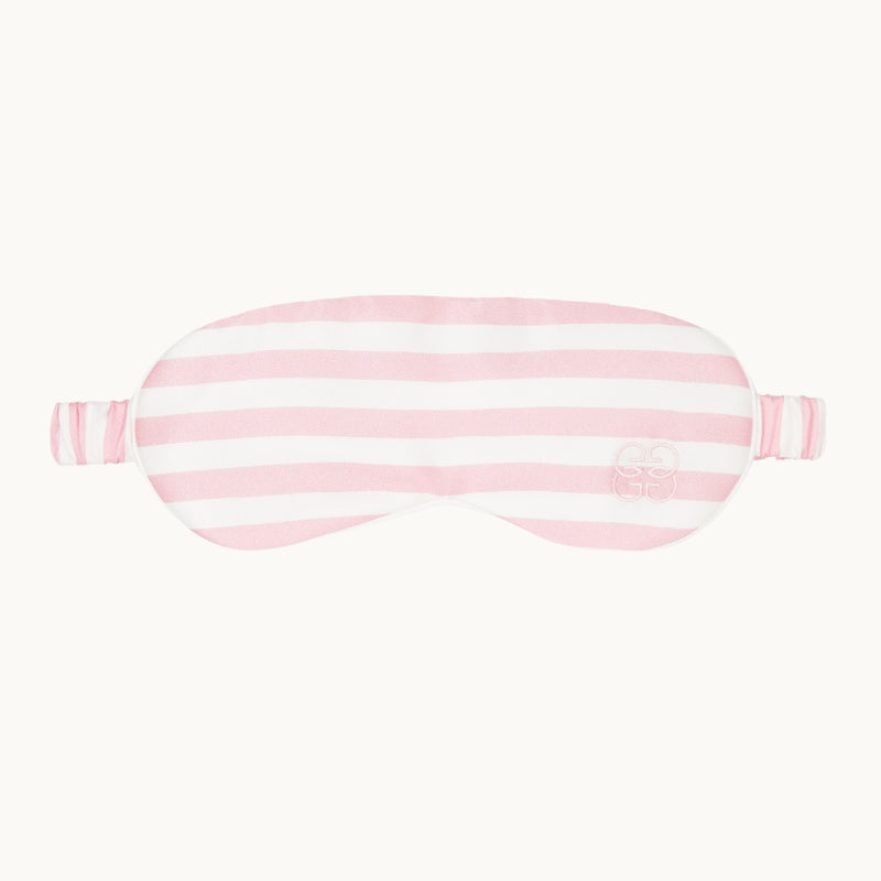 Silk Travel Eye Mask - Pink & Ivory Stripe