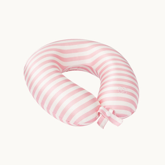 Silk Travel Neck Pillow - Pink & Ivory Stripe