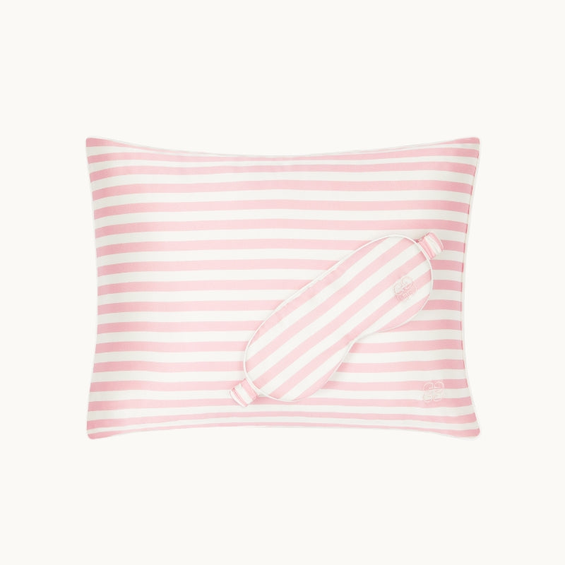 Silk Travel Pillow - Pink & Ivory Stripe