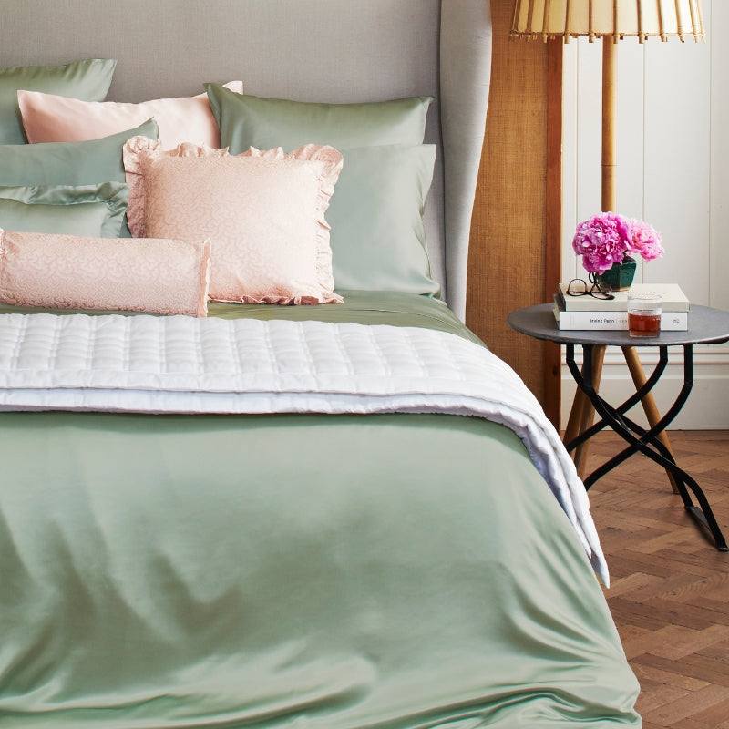 Coral Fern Silk Bolster Cushion - Pink