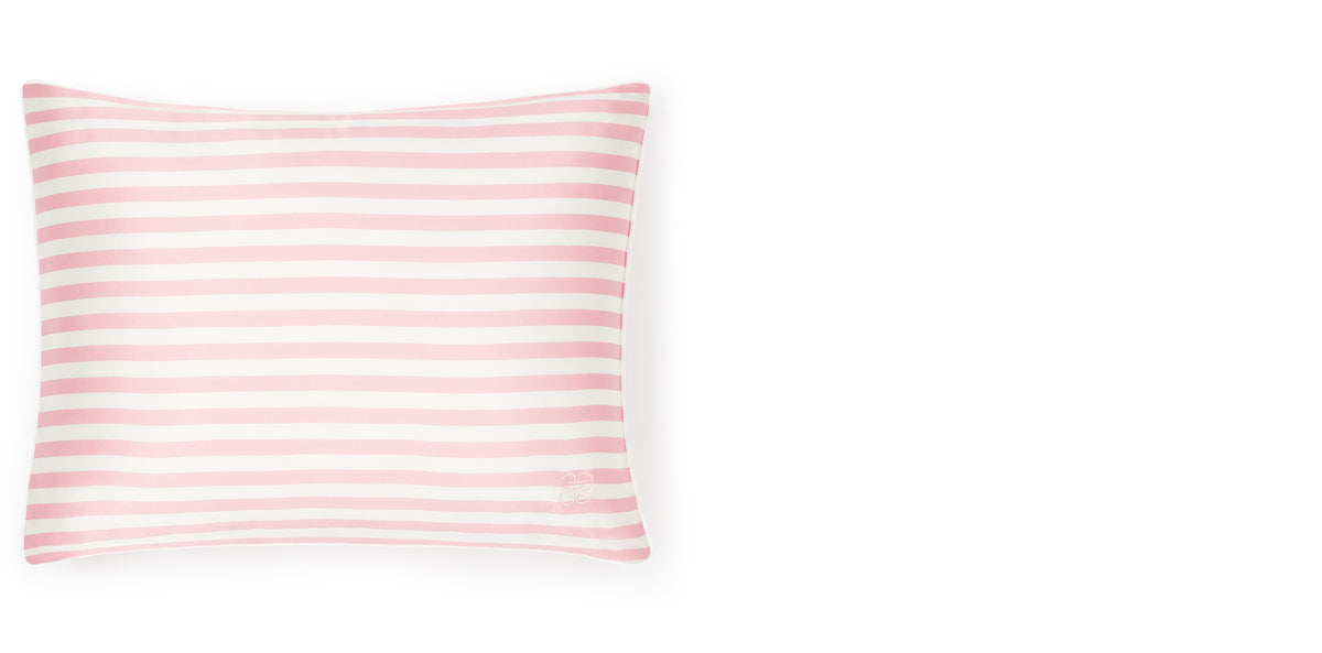 Silk Travel Pillow Pink & Ivory Stripe Gingerlily London
