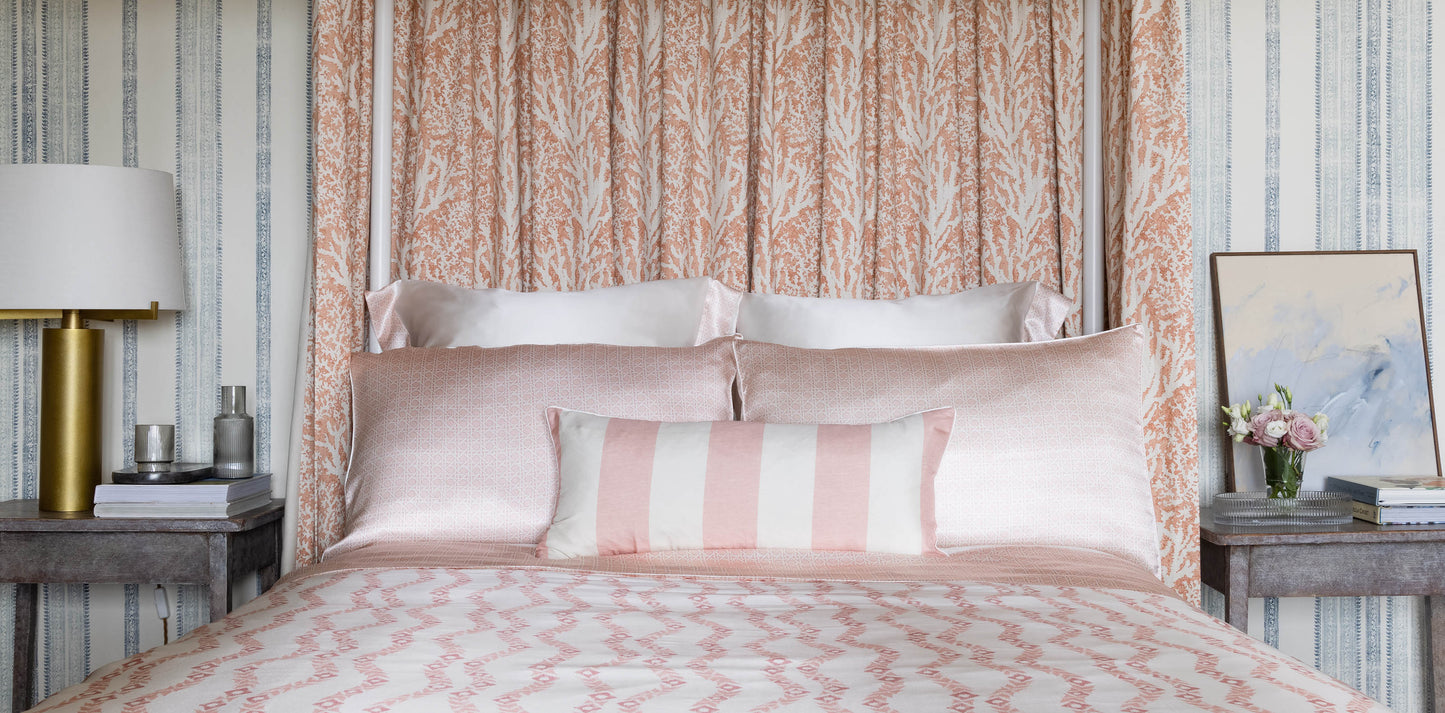 Cary Silk Rectangular Cushion Piped Finish - Pink