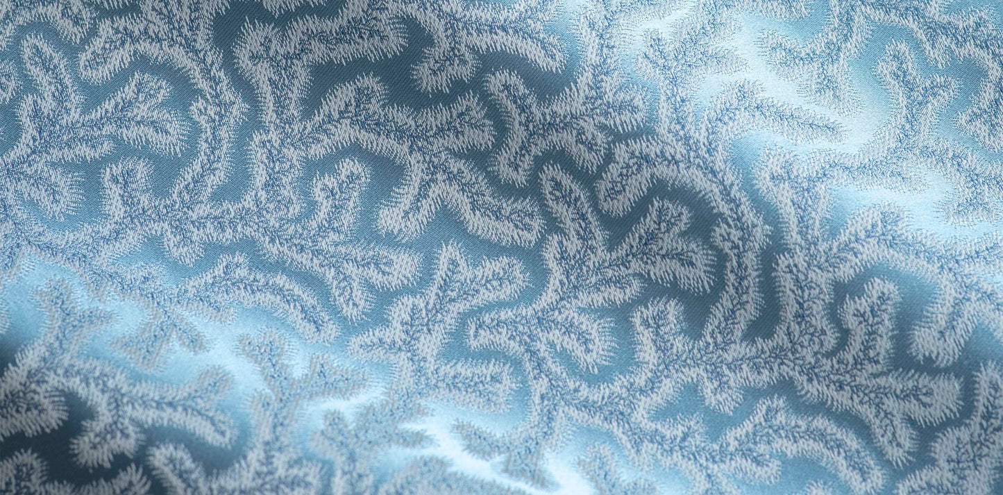 Coral Fern Silk Square Cushion Piped Finish - Blue