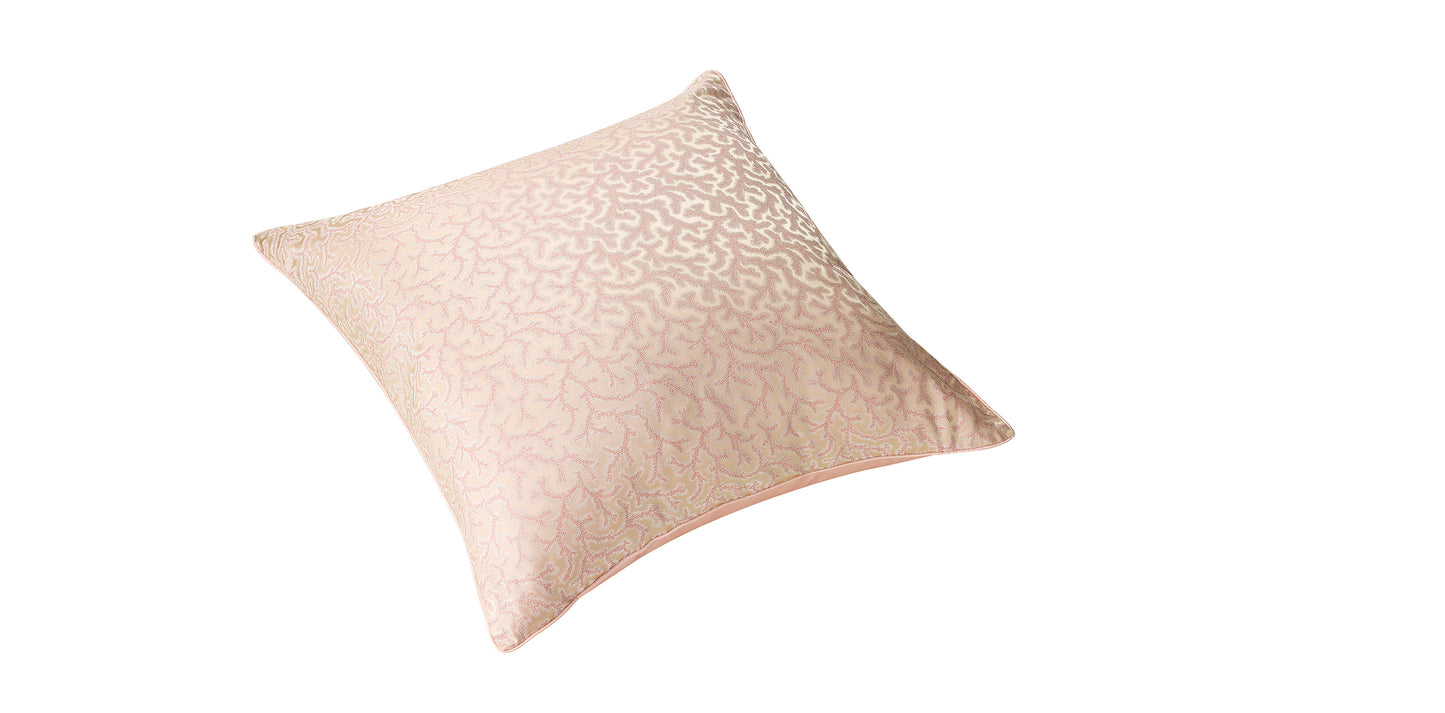 Coral Fern Silk Square Cushion Piped Finish - Pink