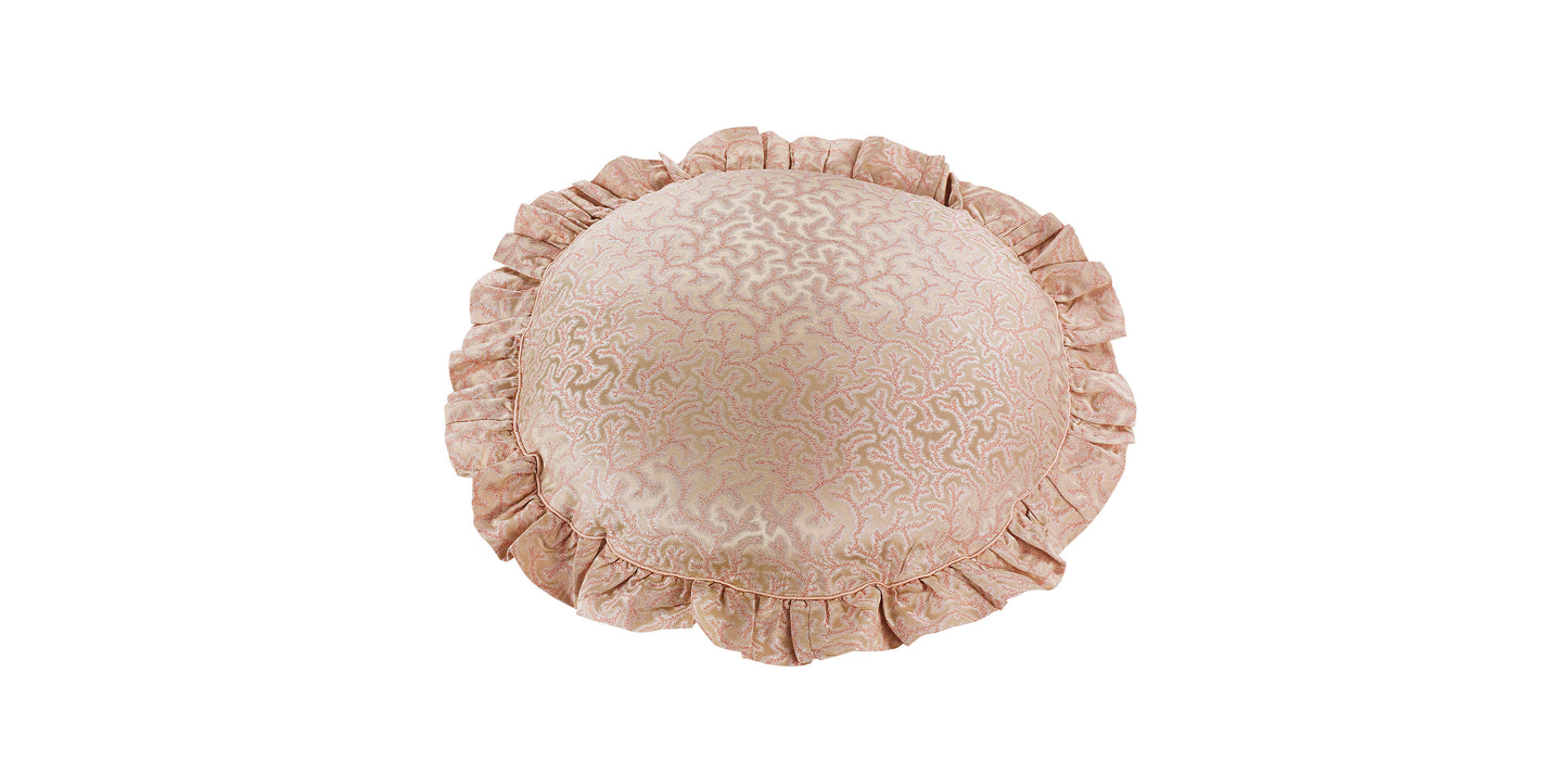 Coral Fern Silk Round Cushion - Pink