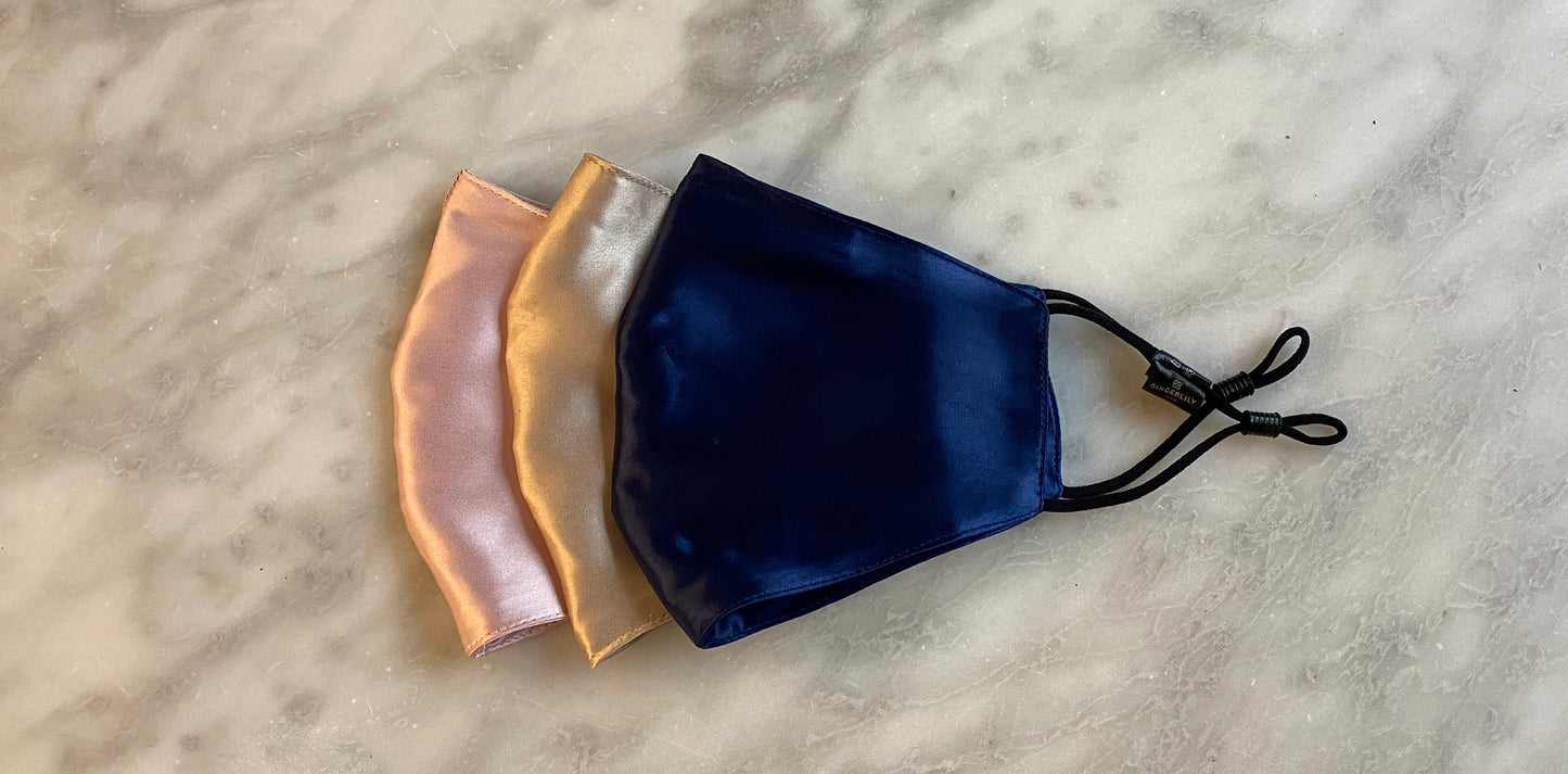 Silk Face Mask - Navy