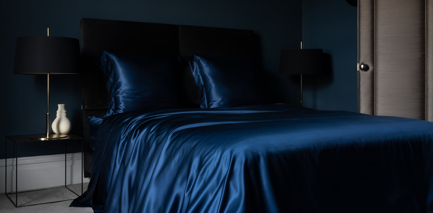 Navy Silk Duvet Cover