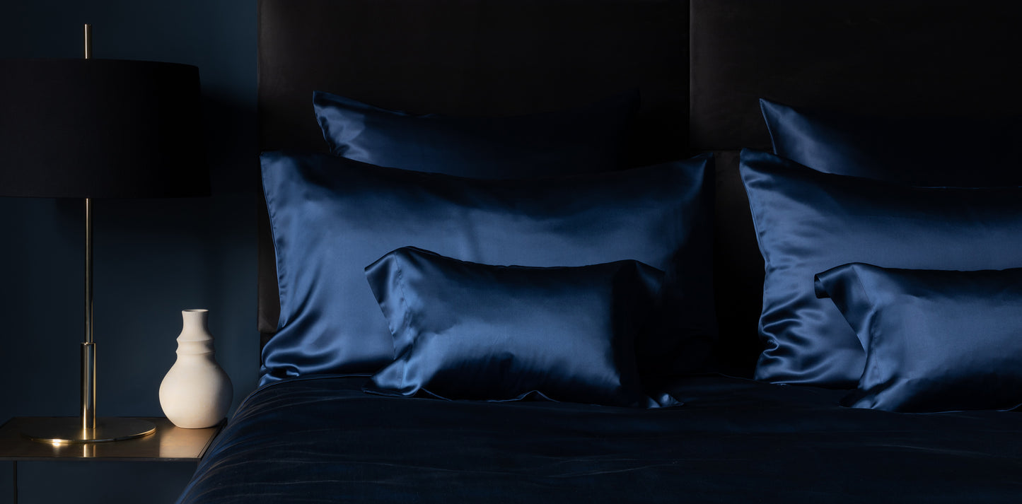 Navy Silk Fitted Sheet