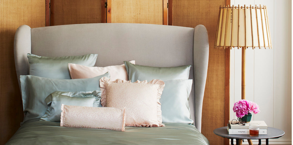 Sage Silk Flat Sheet Natural Silk Sheets Gingerlily Gingerlily London