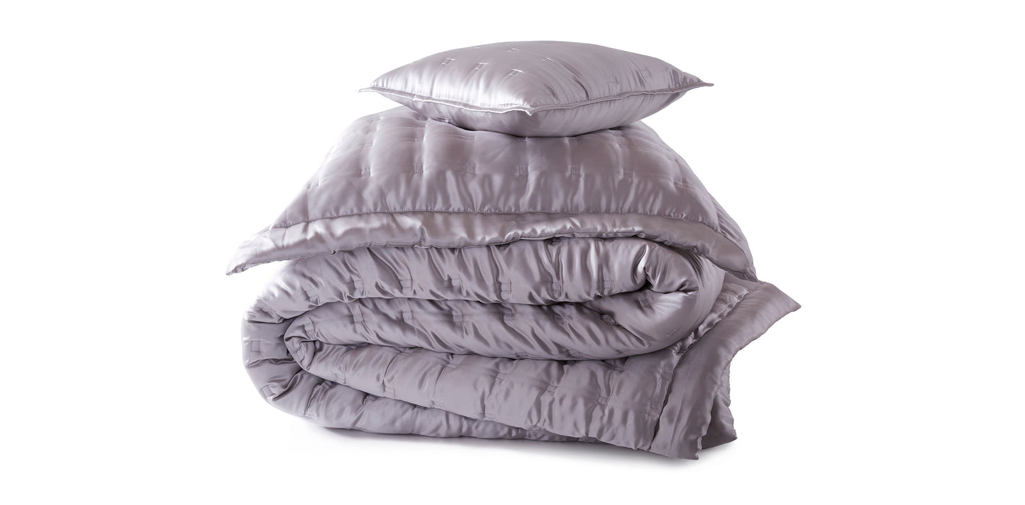 Windsor Silk Coverlet - Silver Grey