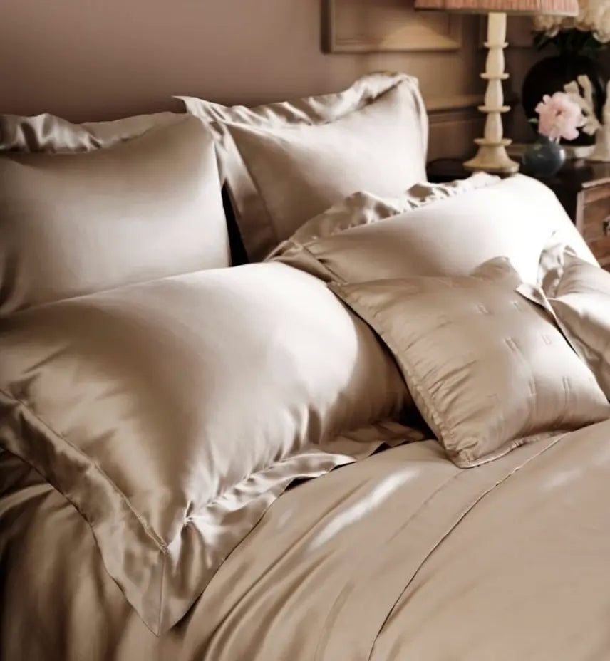 best silk pillowcase for curly hair on a luxury bed