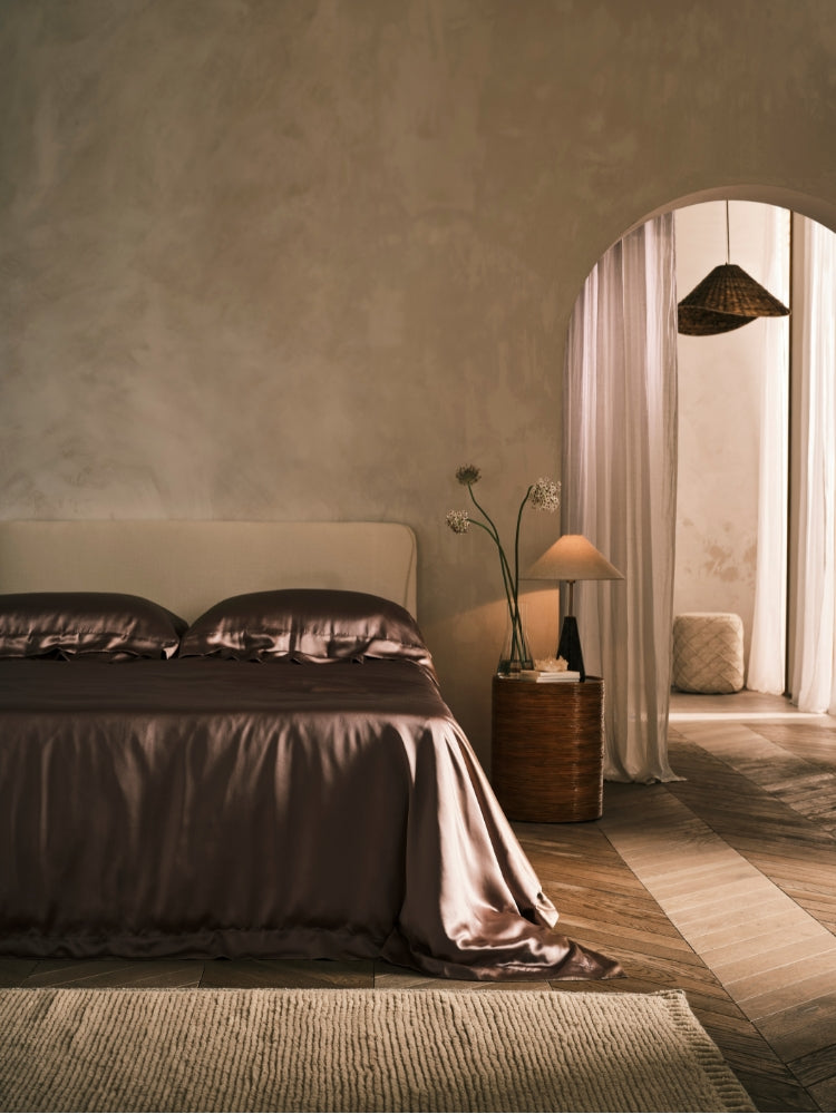 Mocha Brown Silk Bedding