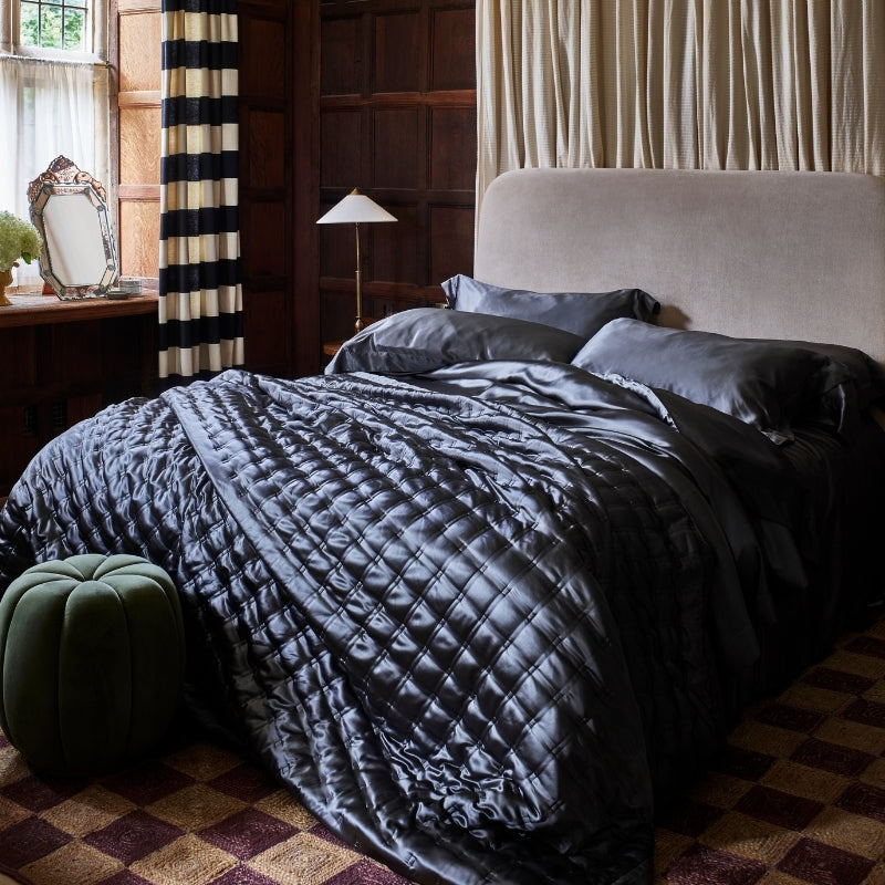Windsor Silk Coverlet - Charcoal