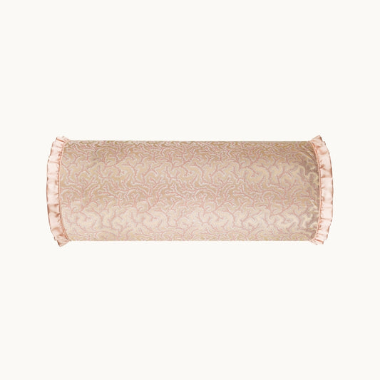 Coral Fern Silk Bolster Cushion - Pink