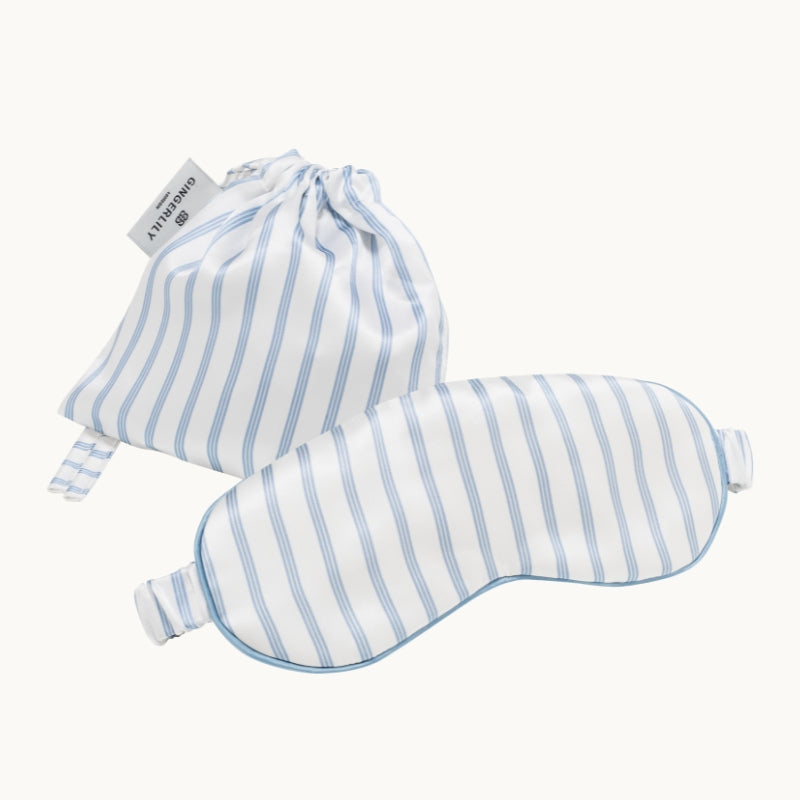 Ticking Summerhill Blue Silk Eye Mask