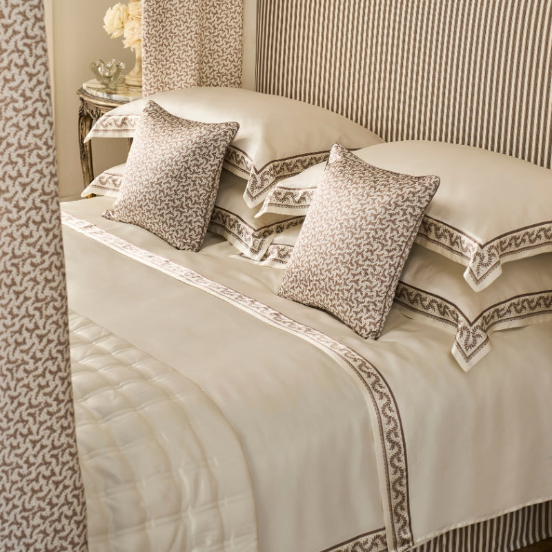 Fern Silk Piped Decorative Cushion Cover