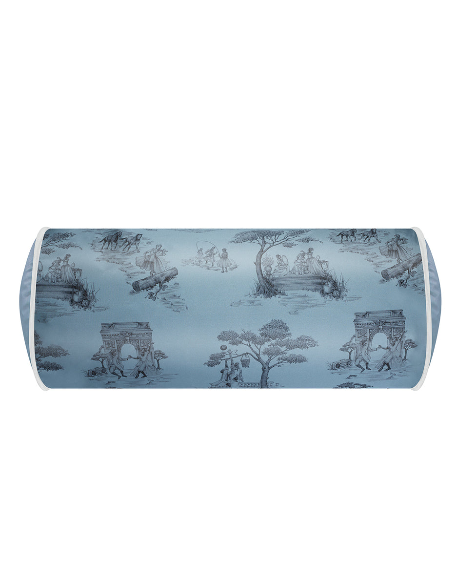 Harlem Toile Blue Bolster Pillow Gingerlily London