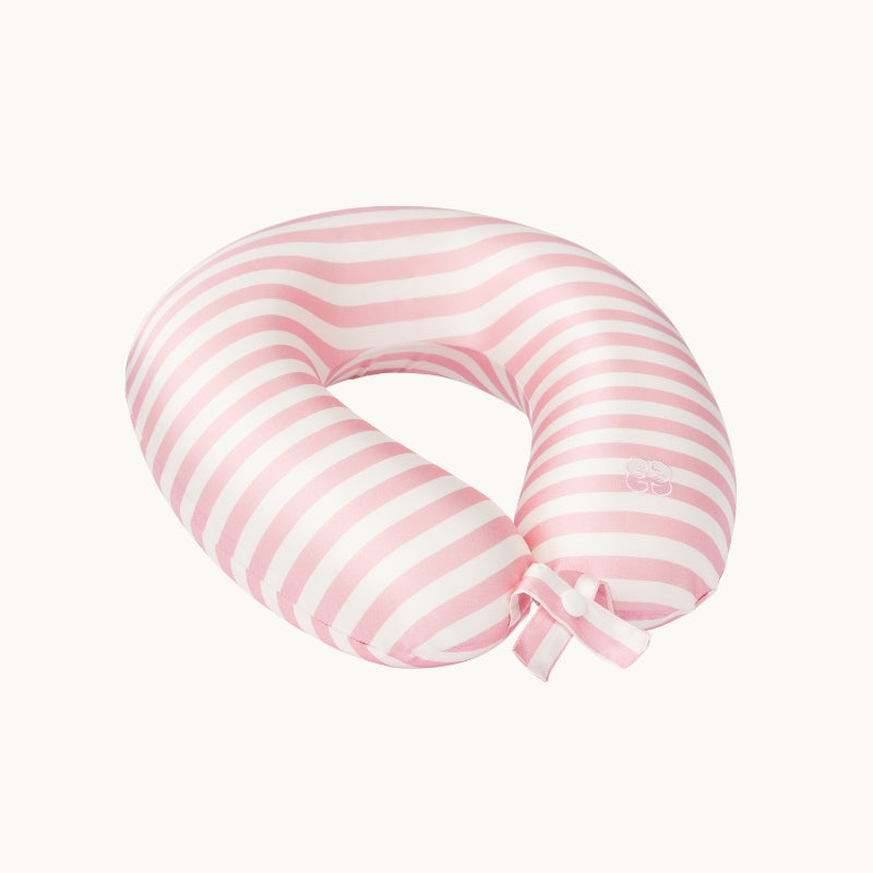 Silk Travel Neck Pillow - Pink & Ivory Stripe