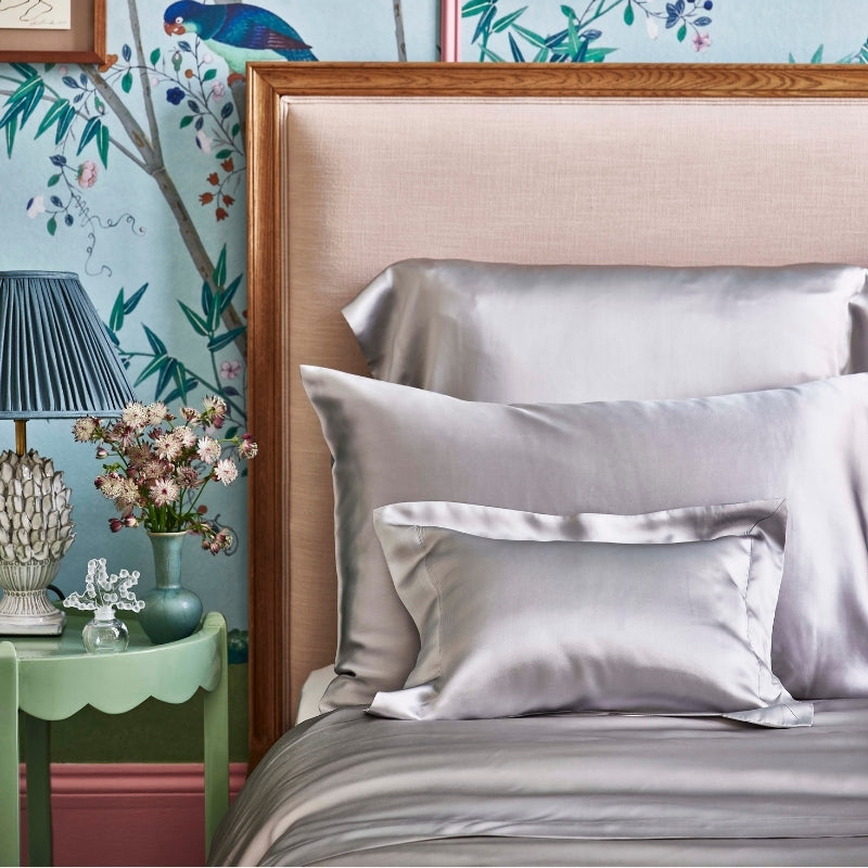 Silver Grey Silk Flat Sheet