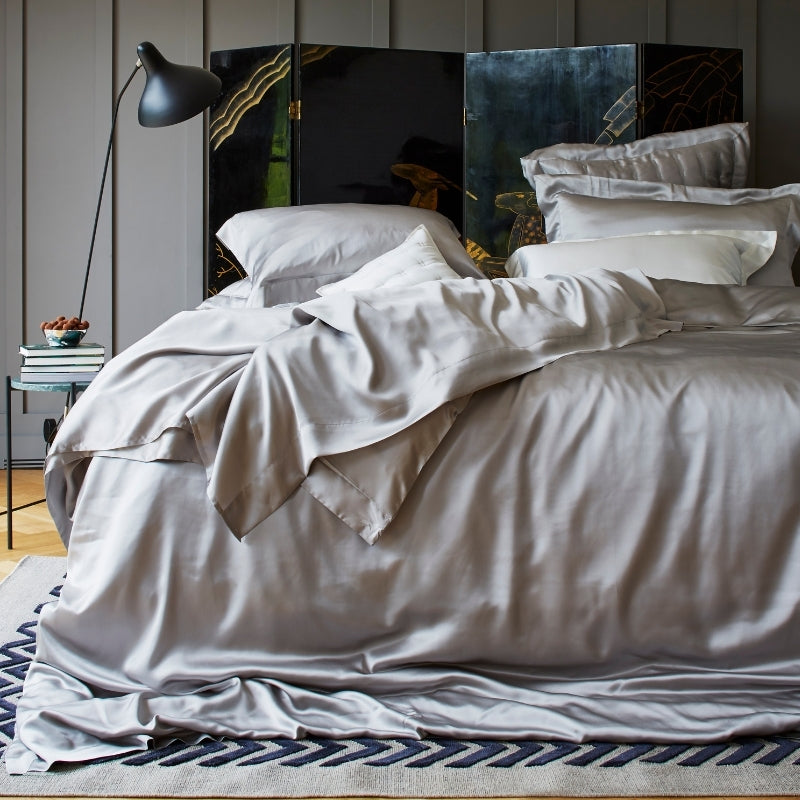 Silver Grey Silk Flat Sheet