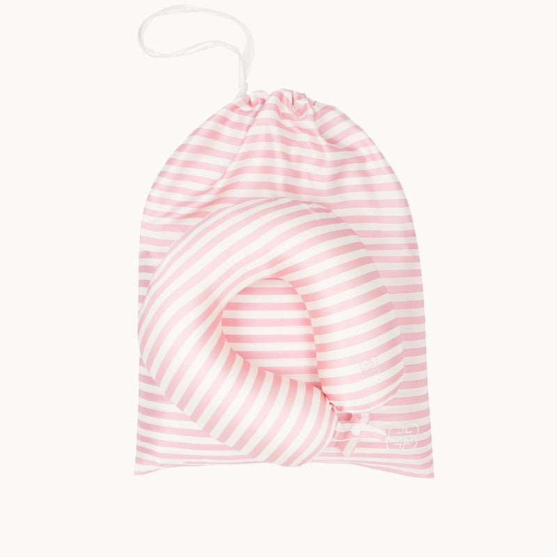 Silk Travel Neck Pillow - Pink & Ivory Stripe