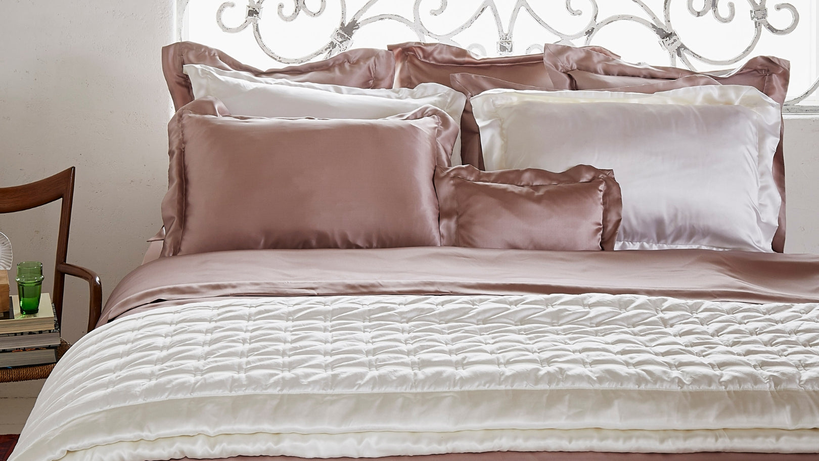 Quilted Ivory Silk Coverlet | Gingerlily London