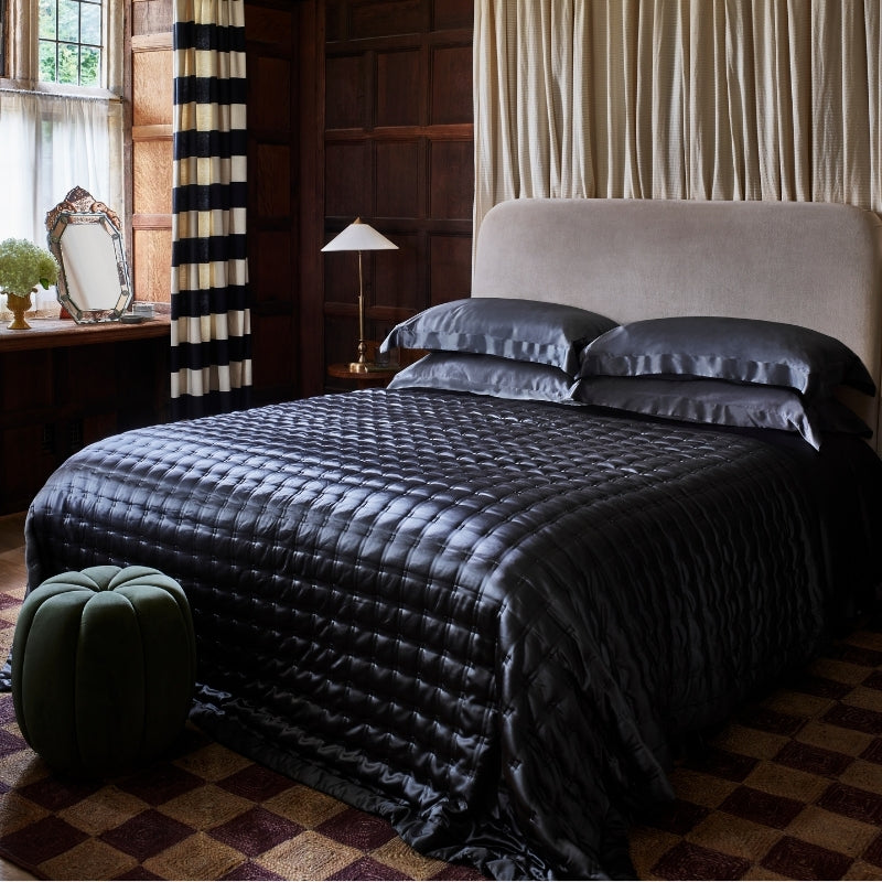 Windsor Silk Coverlet - Charcoal