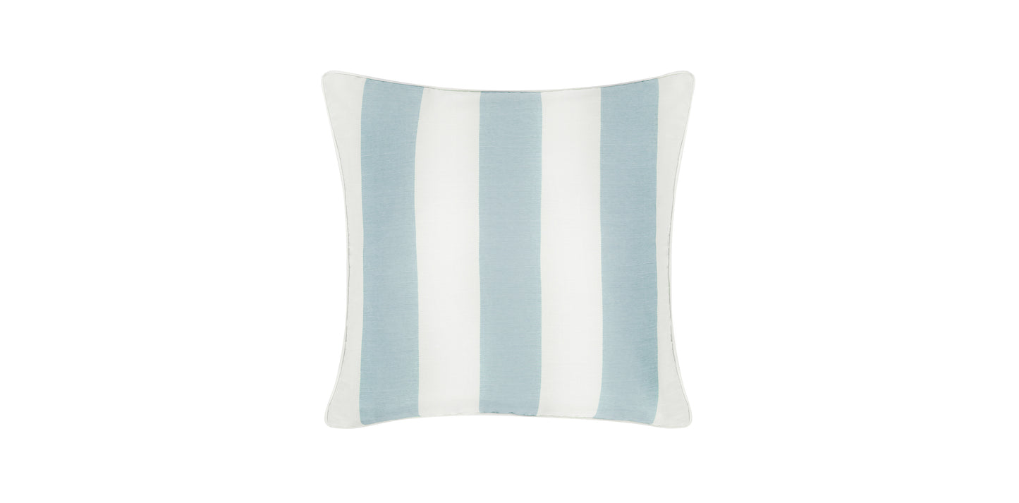 New - Cary Silk Square Cushion Piped Finish - Blue