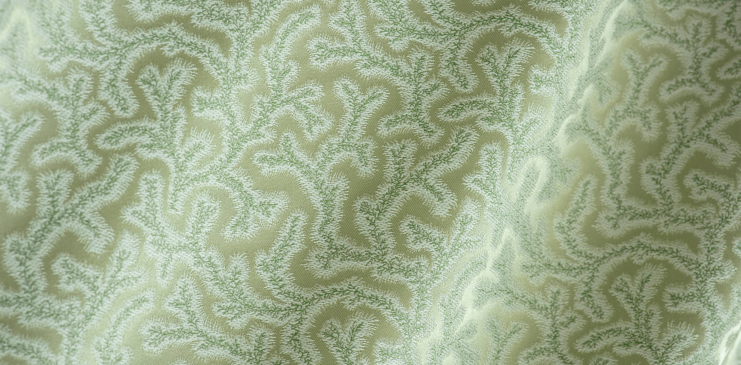 Coral Fern Silk Round Cushion - Green