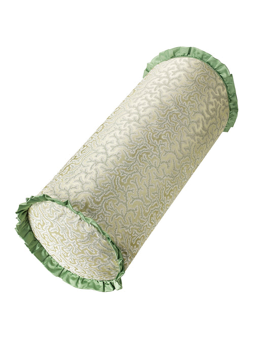 Coral Fern Silk Bolster Cushion - Green