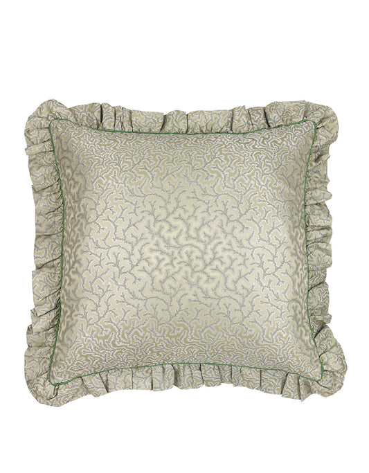 Coral Fern Silk Square Cushion - Green