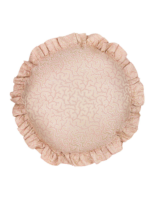 Coral Fern Silk Round Cushion - Pink