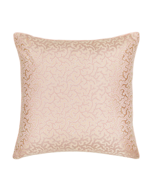 Coral Fern Silk Square Cushion Piped Finish - Pink